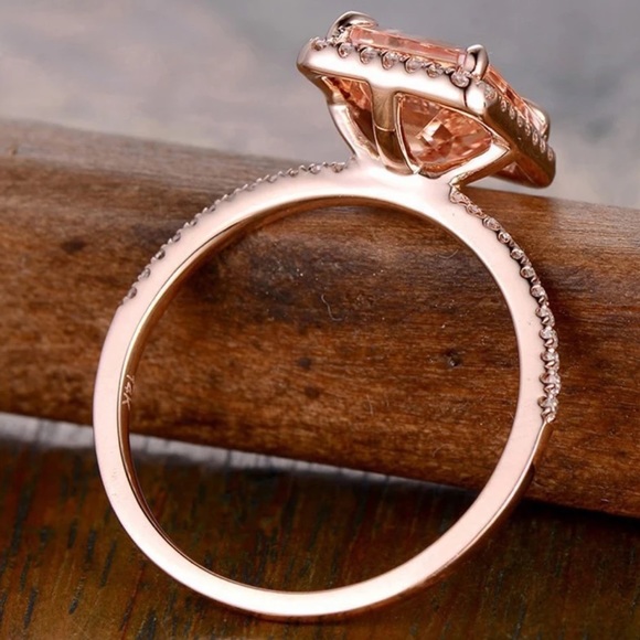 New 925 Sterling Silver Champagne Rose Gold Ring - Picture 7 of 7